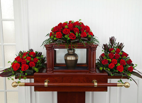 Red Rose Funeral Urn Set