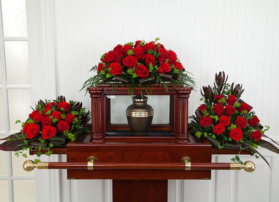 Red Roses for a Funeral Urn